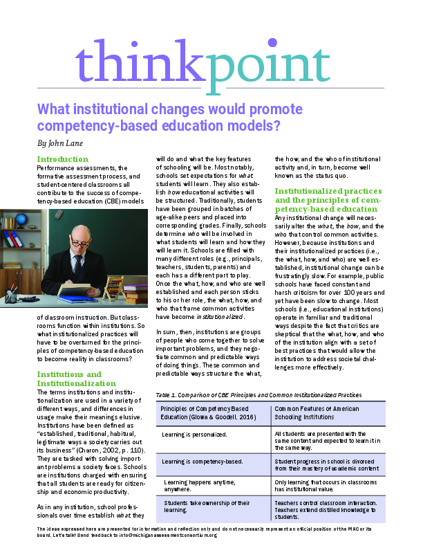 TP CBE Institutional Changes